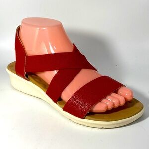 Malu Super Comfort Women’s Red Crisscross Sandals Sz 36 (6) EUC